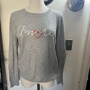 NWOT Banana Republic Gray Sweatshirt with Red Heart "Amore" Script Size S